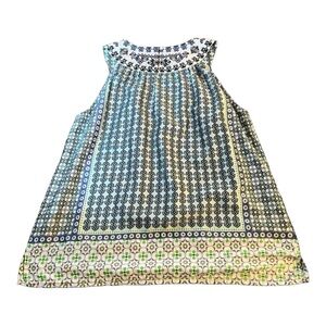 Daniel Rainn Women's Size L Sleeveless Top Green Blue Multi Pattern Stitching